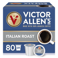 Victor Allen's front packaging showing 80-count pods and clear roast labeling for convenience