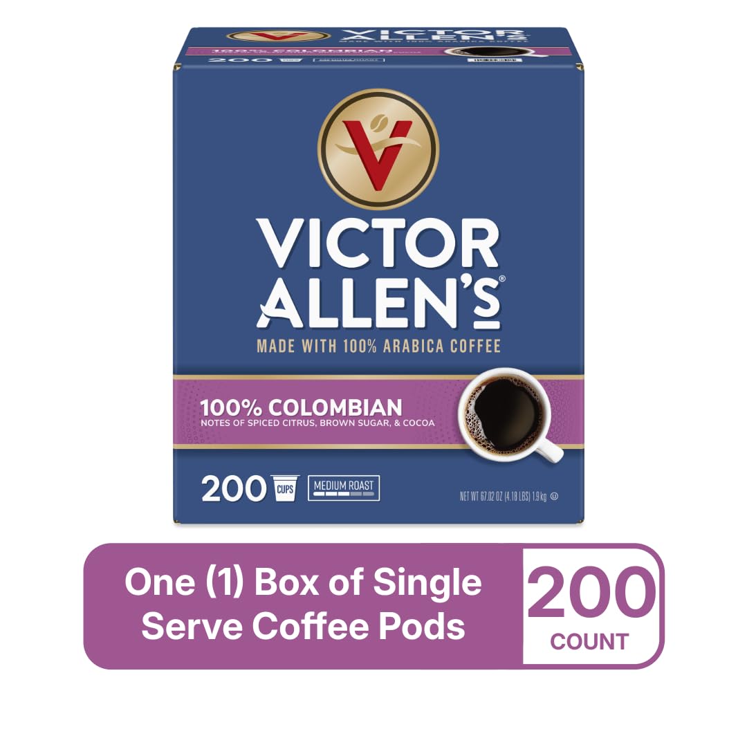 Victor Allen's pod loaded in single-serve brewer producing a fresh cup