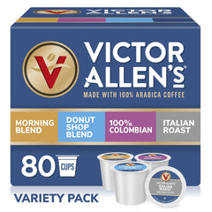 Victor Allen's front packaging showing 80-count variety pack and convenience