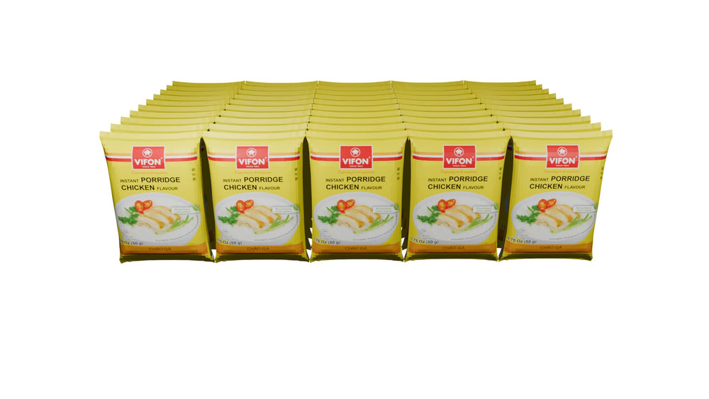 VIFON front packaging of chicken porridge showing quick-prep benefit