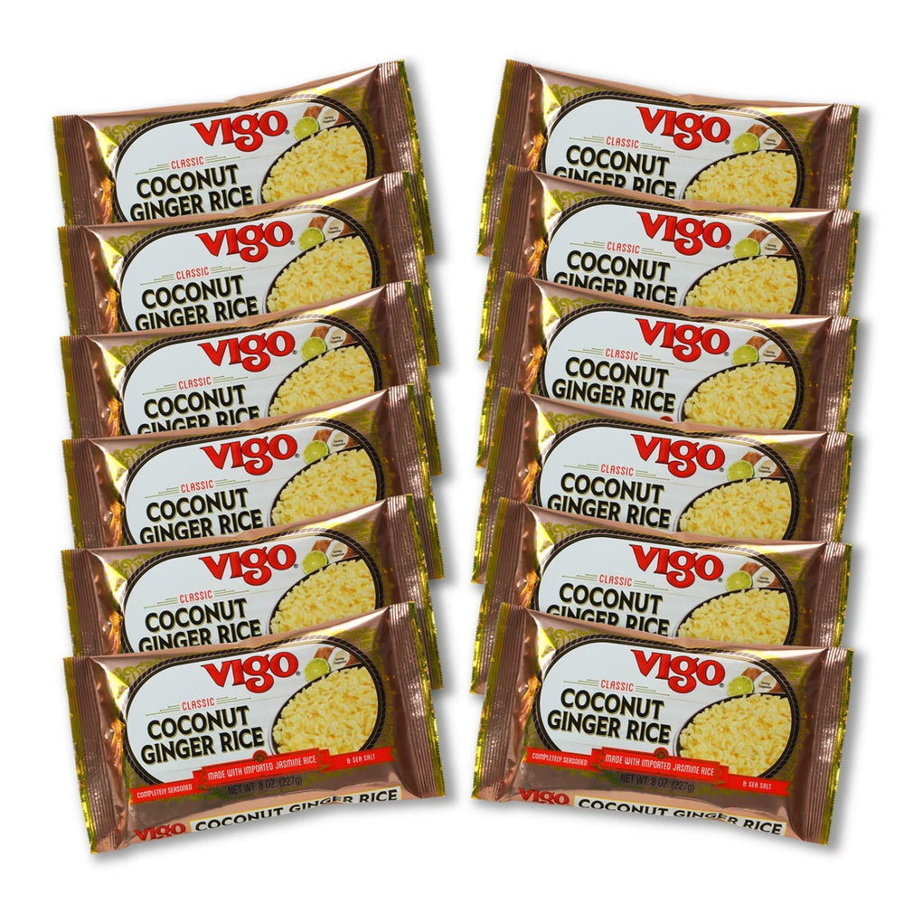 Vigo front packaging showing coconut ginger jasmine rice, convenient pantry staple