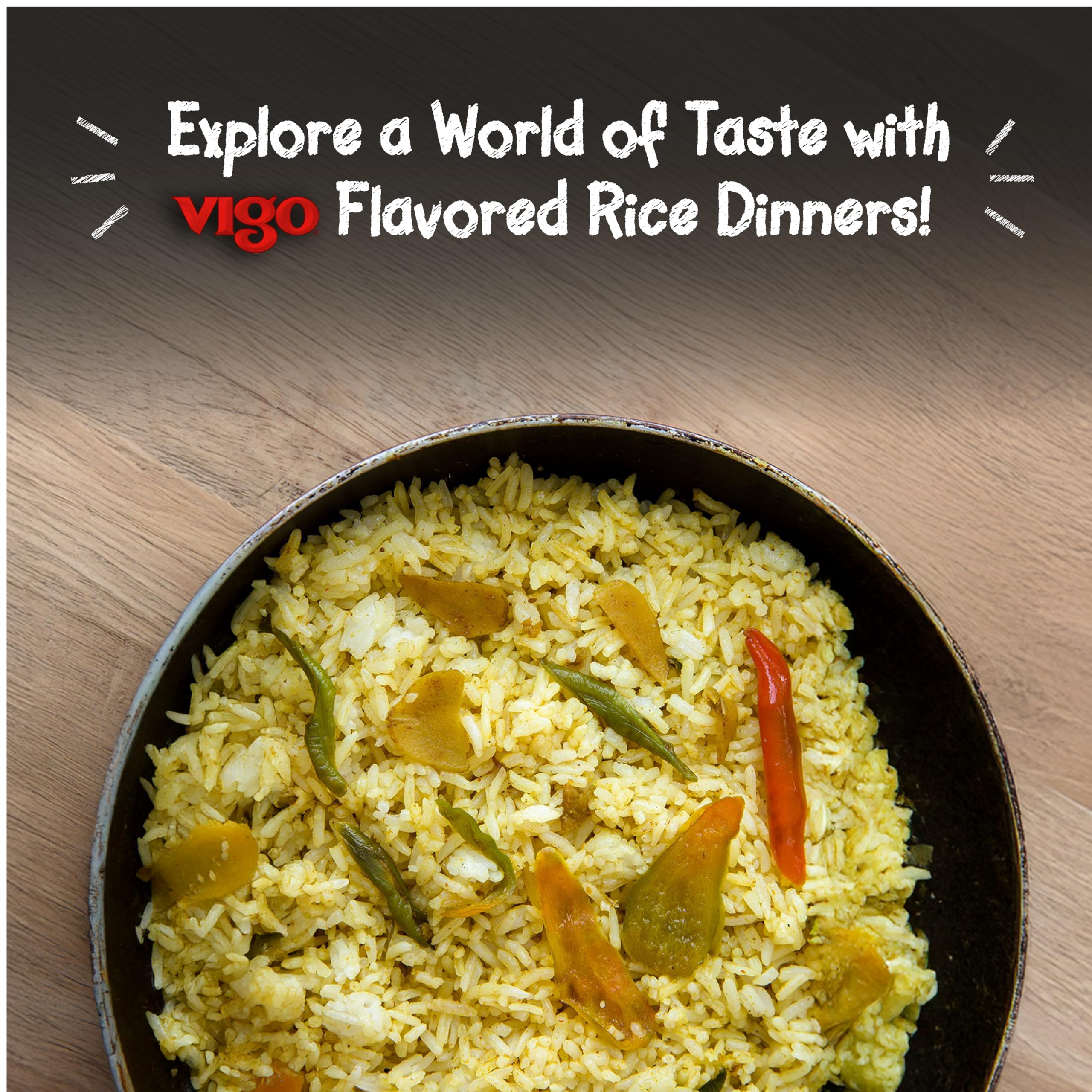 Family-style dinner with Vigo rice on table, simplifies weeknight entertaining