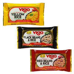 Vigo red beans and rice plated with smoked sausage for hearty flavor