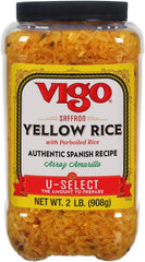 Vigo front packaging of saffron yellow rice showing product and weight benefit quick meals
