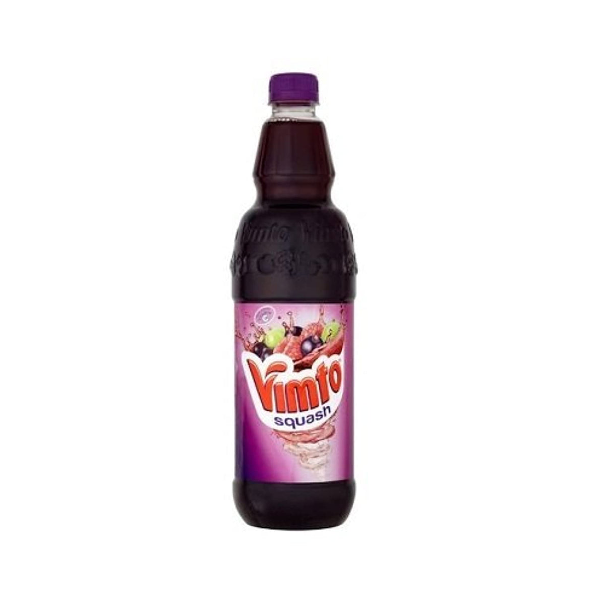 Vimto front packaging 725ml bottle showing brand and mixed fruit flavour for easy recognition