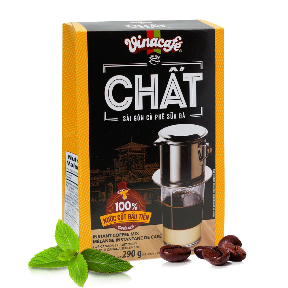 Vinacafe Chat front box showing packaging and convenient 10-sachet pack benefit