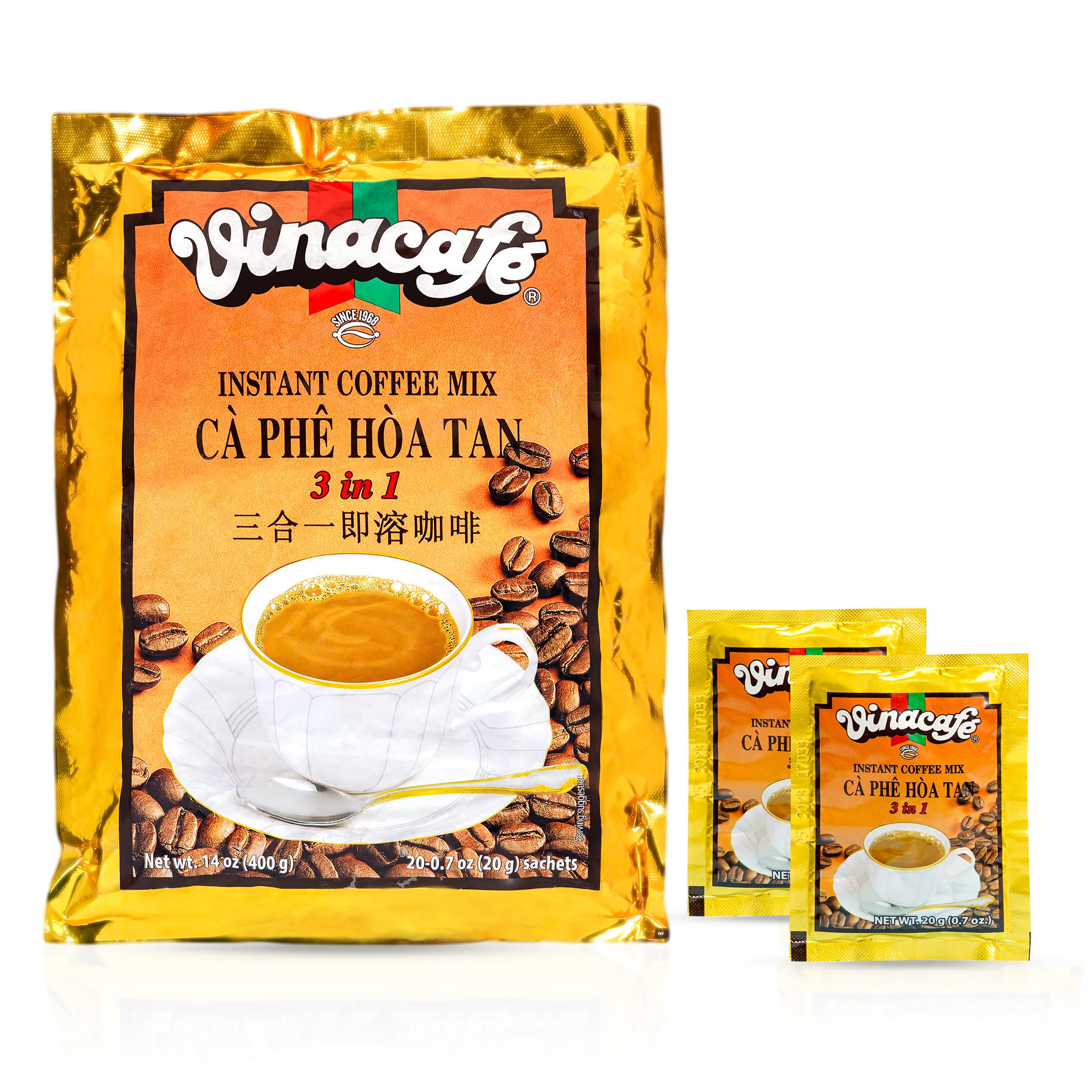 Vinacafe front packaging showing brand and pack count for easy recognition and storage