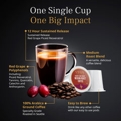 VINIA ground coffee texture with beans emphasizing rich Arabica flavor and roast