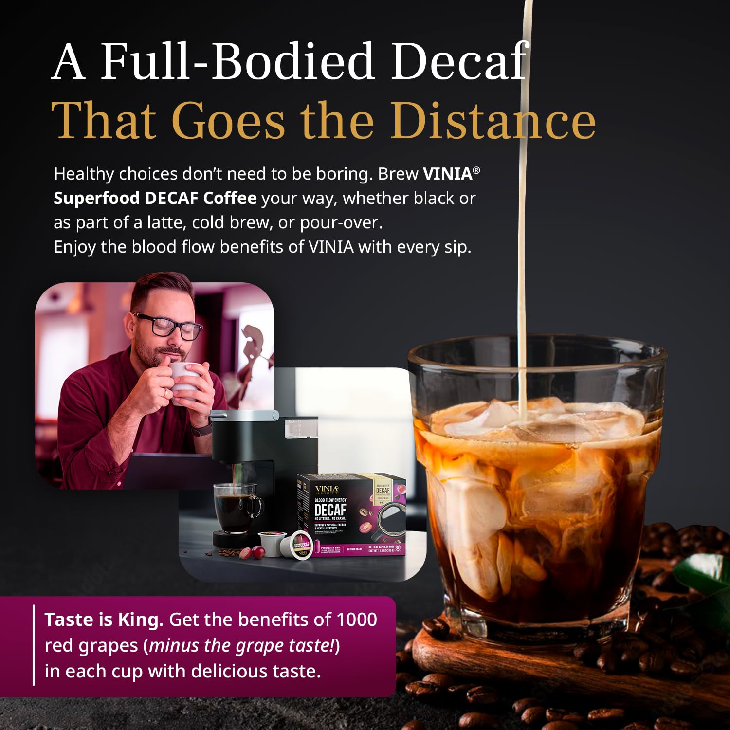 VINIA pod held in hand showing single-serve convenience