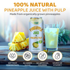 VINUT bottle beside fresh pineapple, emphasizes authentic fruit origin
