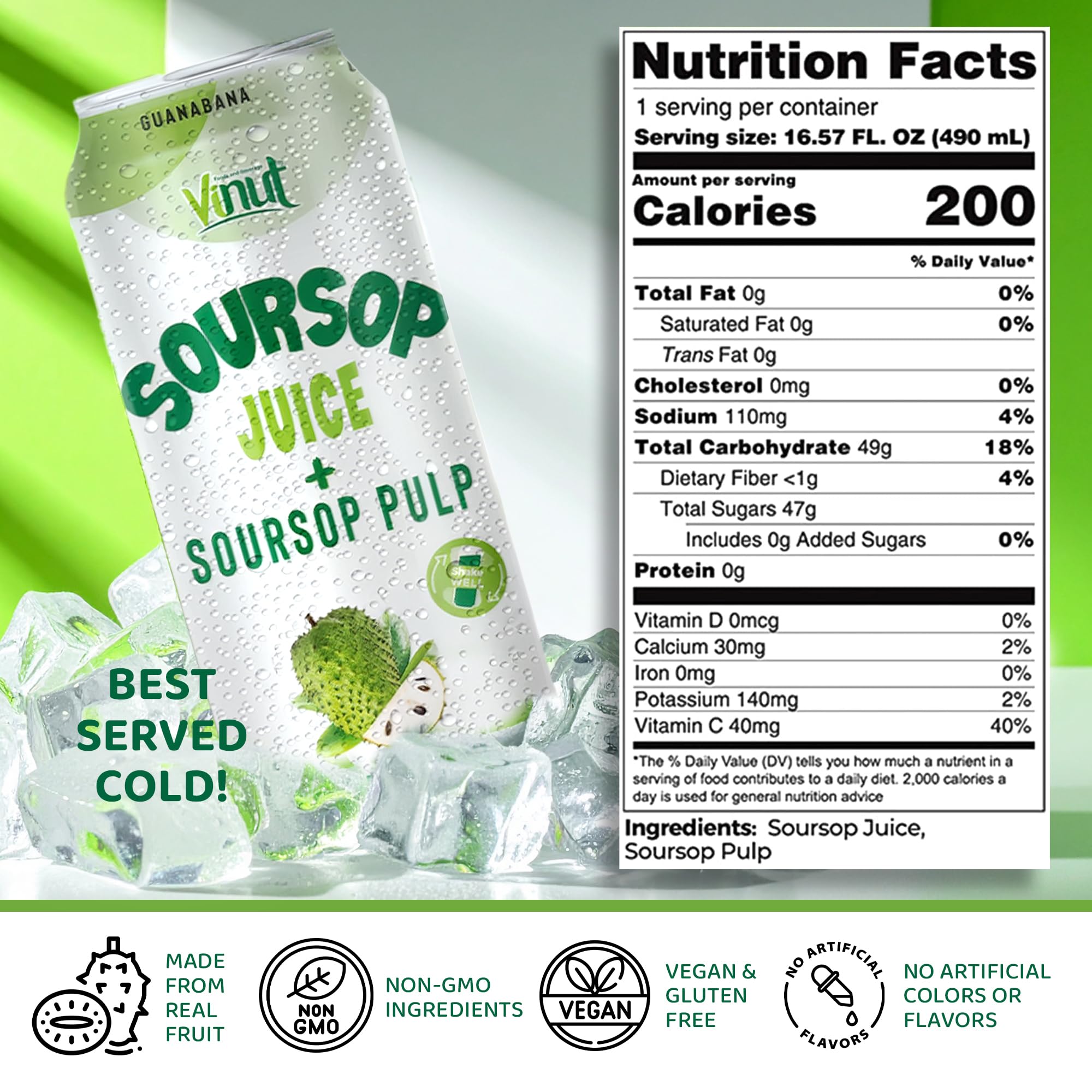 VINUT close-up of soursop pulp texture highlighting real fruit and body