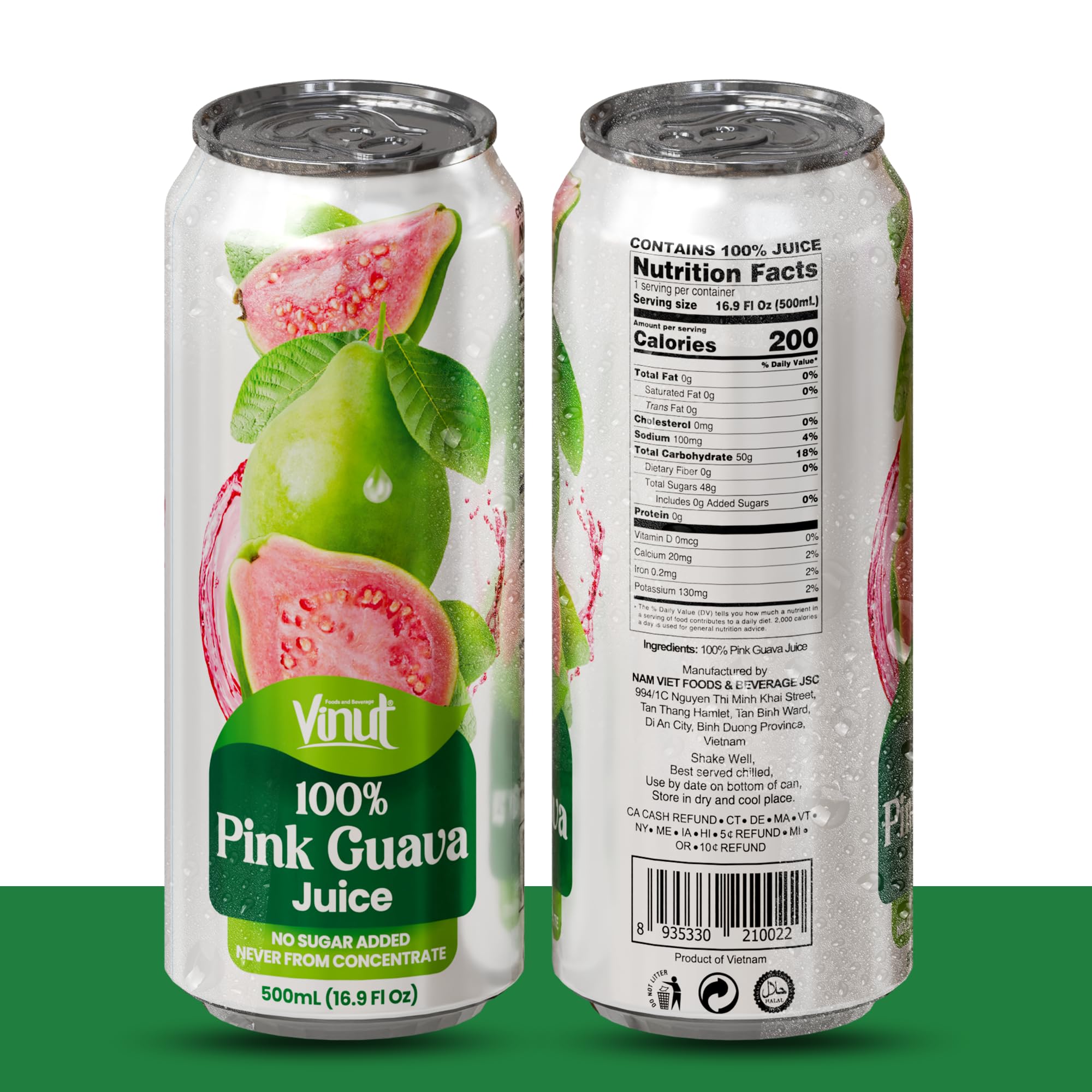 VINUT can side label details ingredients and nutrition for quick info