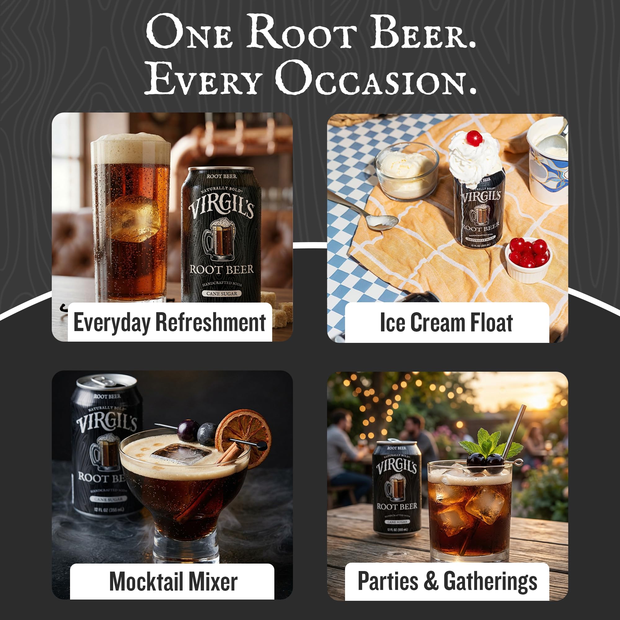 Virgil's root beer float over vanilla ice cream delivers nostalgic dessert