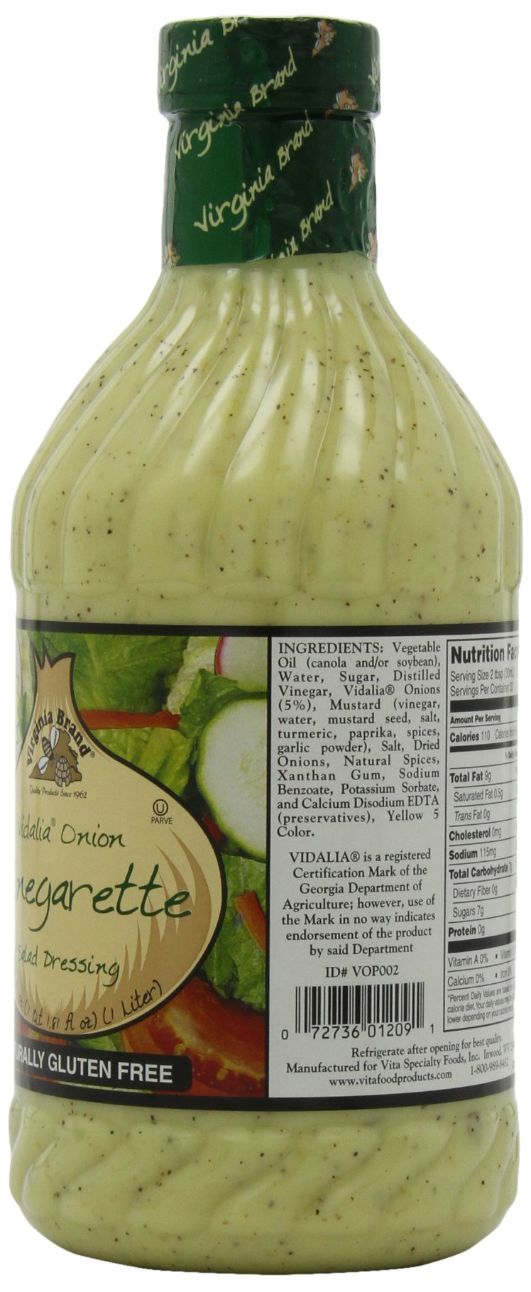 Virginia Brand bottle cap pouring vinaigrette for easy serving