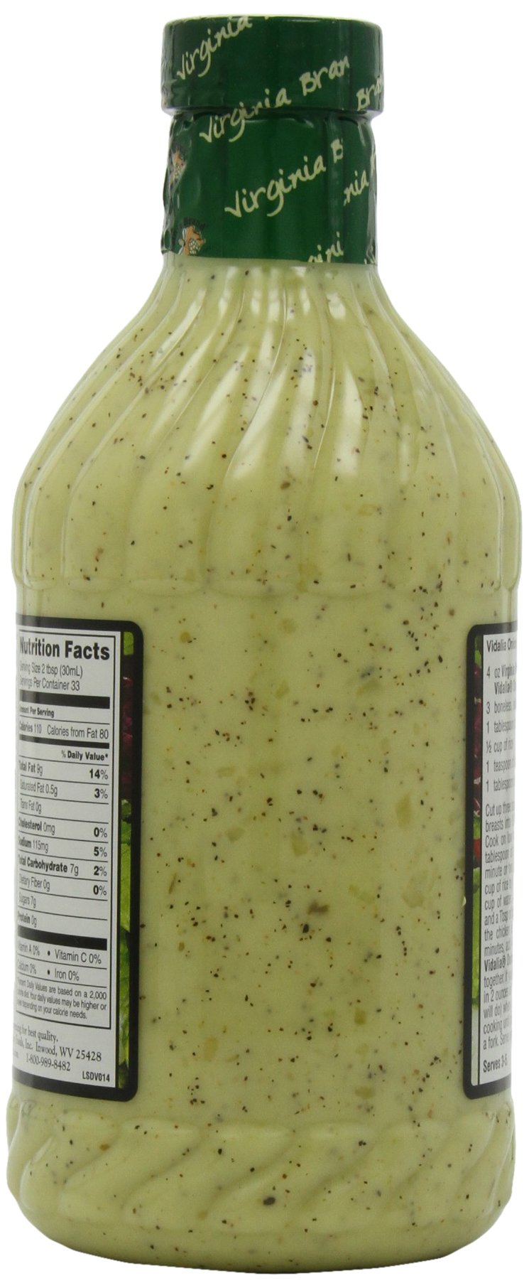 Virginia Brand dressing drizzled on salad adding sweet onion flavor