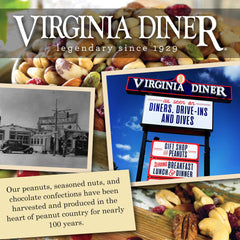 Virginia Diner nuts in hand showing tin size and portable snacking benefit