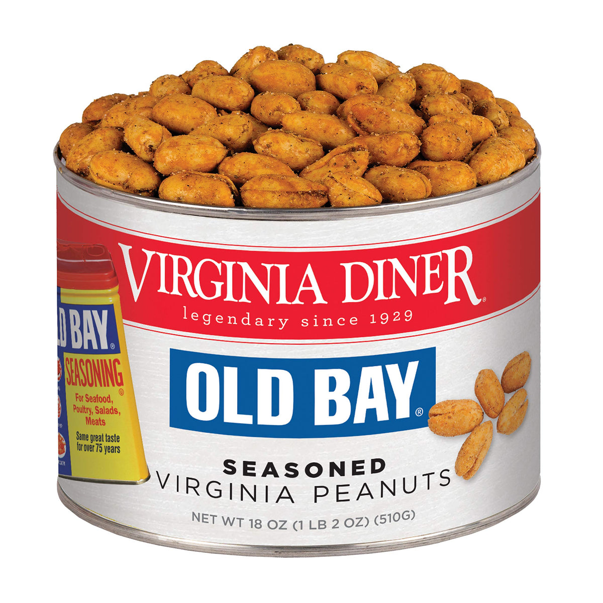 Virginia Diner front of can showing Old Bay branding and freshness