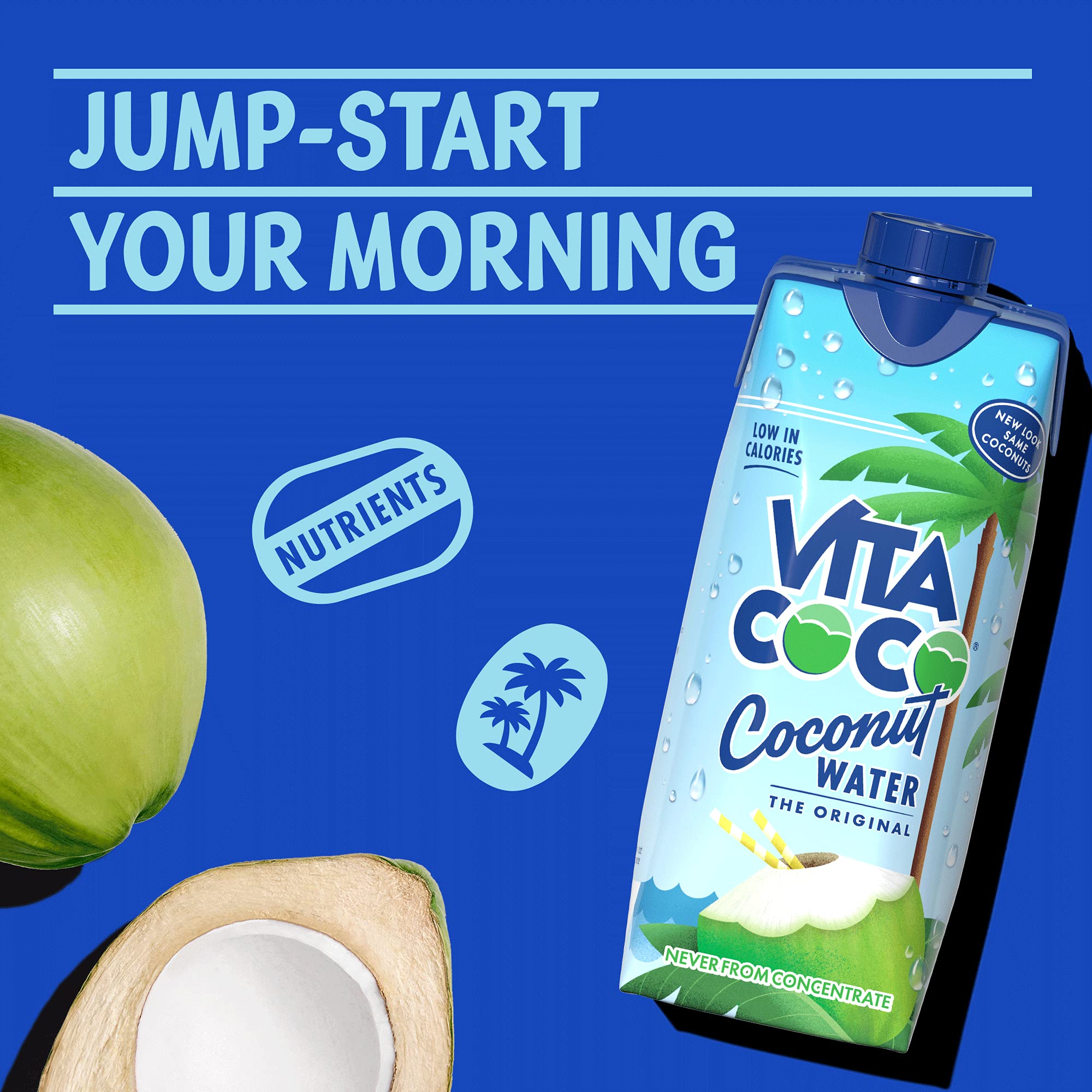 Vita Coco bottle held in hand illustrating 33.8oz size and portable convenience
