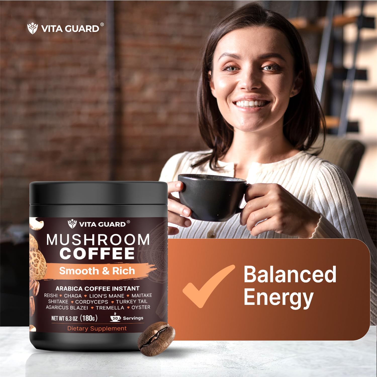 Vita Guard cup on kitchen counter illustrating simple daily coffee ritual