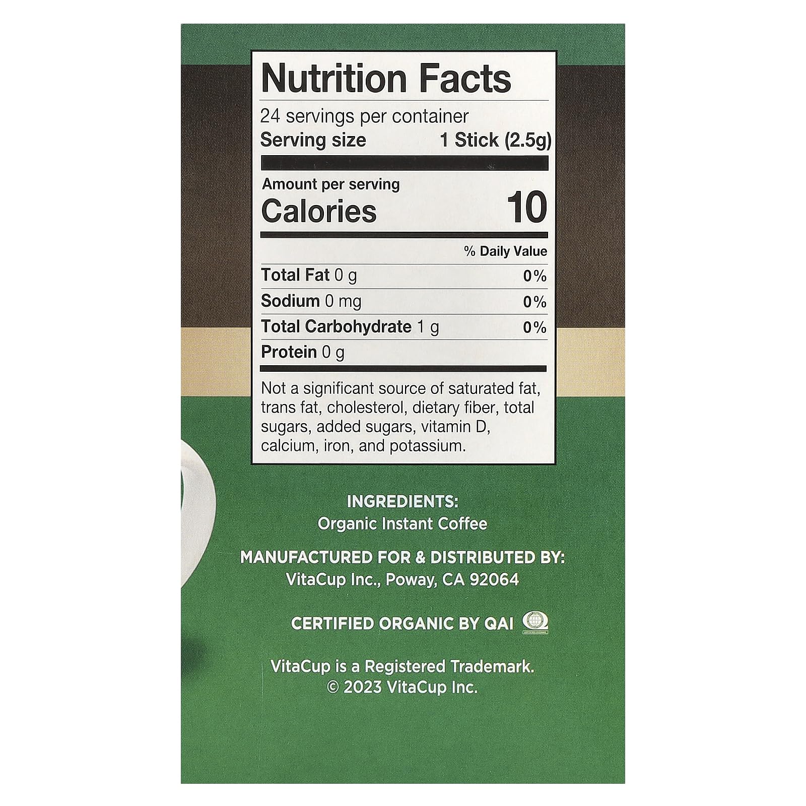 VitaCup dark roast instant granules close-up illustrating rich texture and aroma