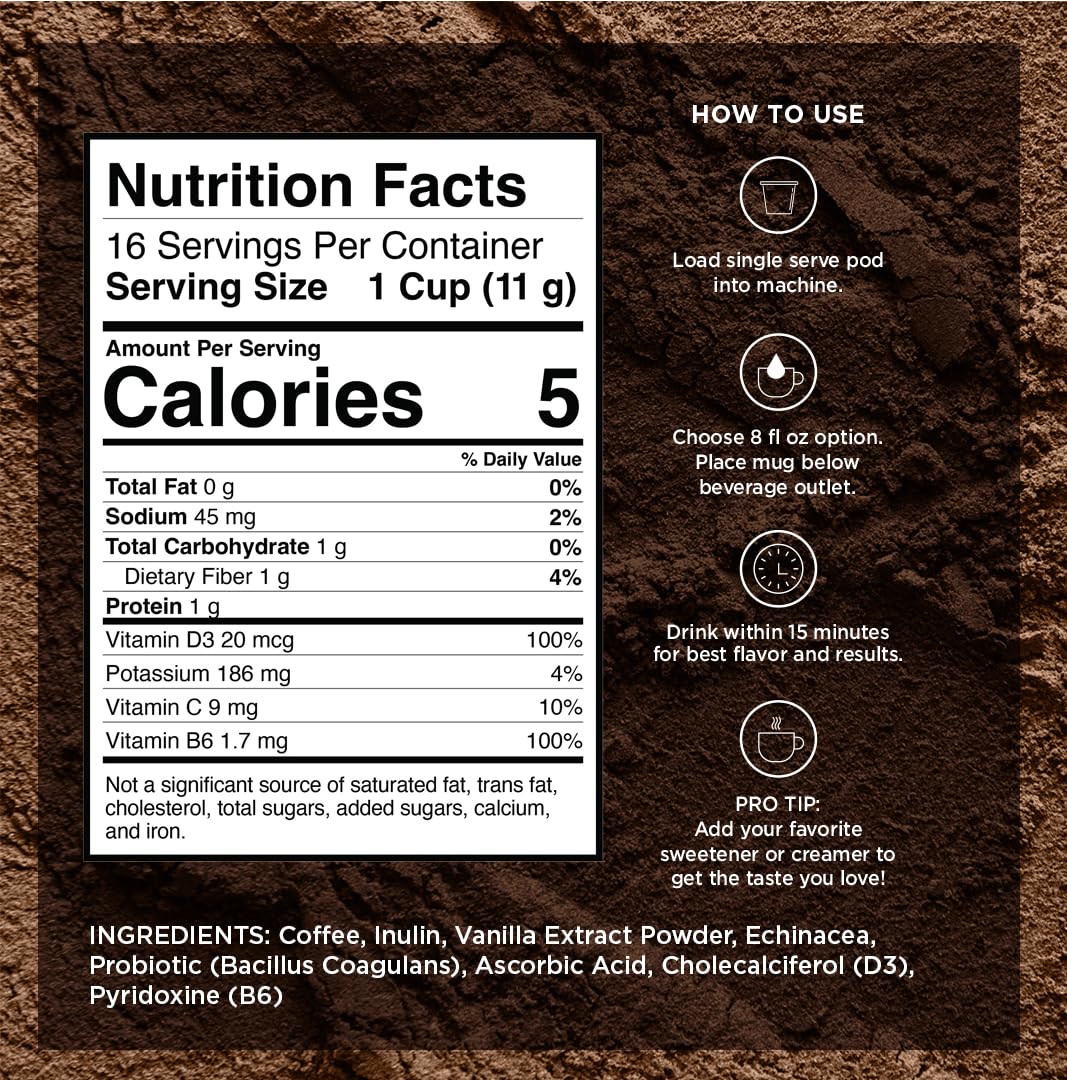 VitaCup ingredient label close-up showing vitamins and probiotic blend