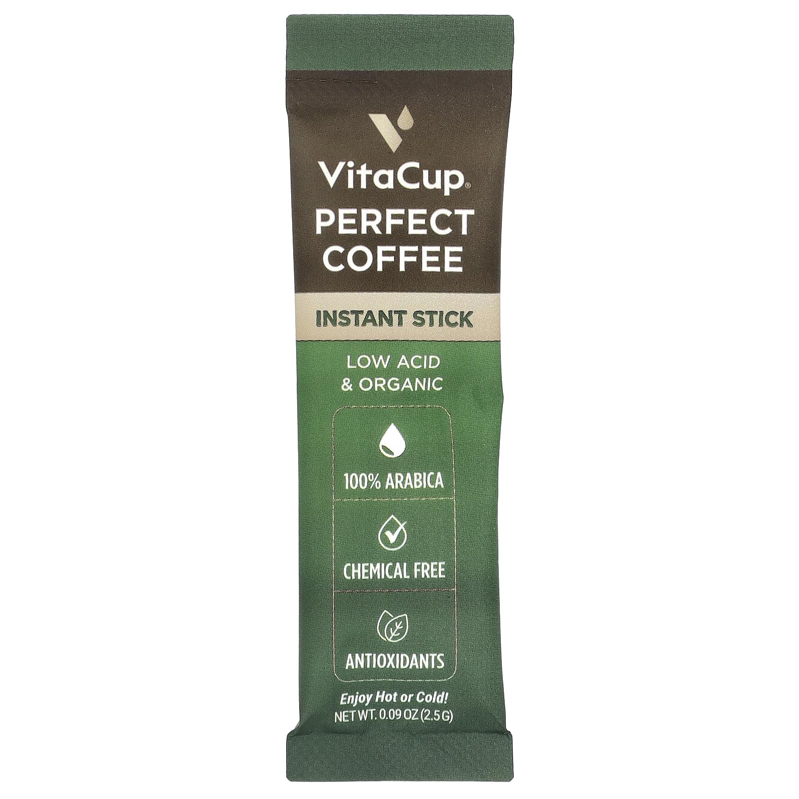 VitaCup single instant packet being poured into a mug for quick, smooth coffee