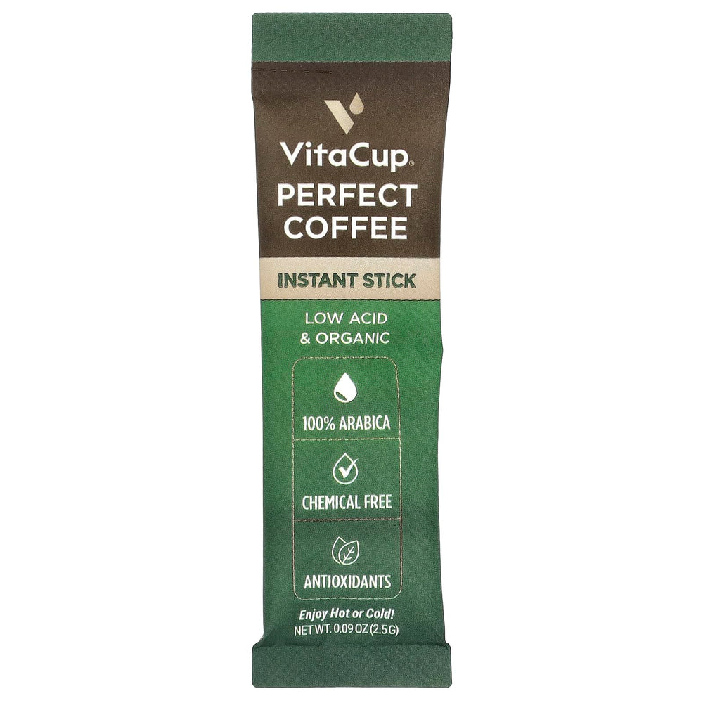 VitaCup single instant packet being poured into a mug for quick, smooth coffee