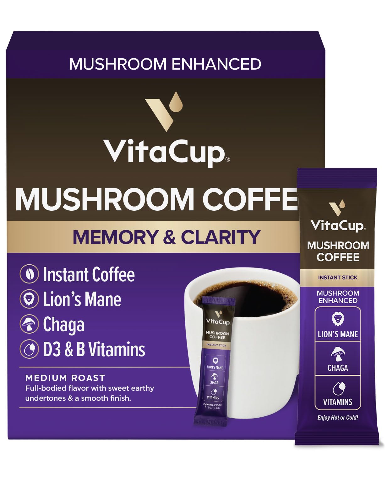 VitaCup front packaging showing 24-count box and branding, highlights convenience