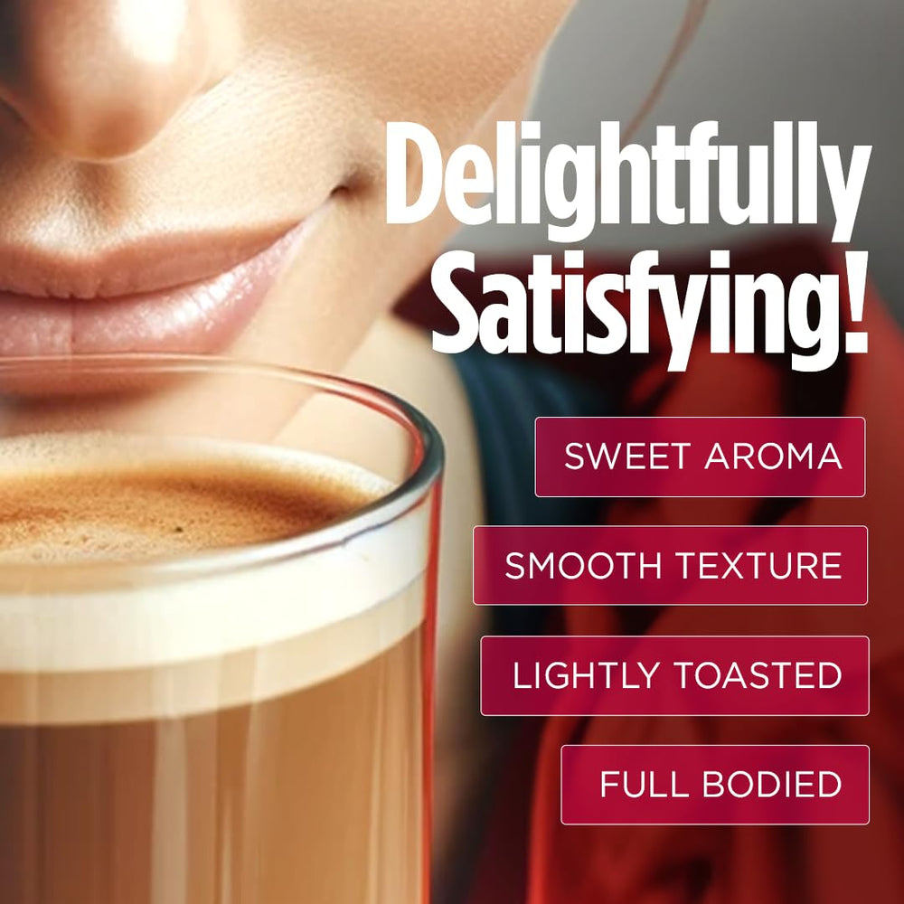 VitaCup slim brewed cup on table showing smooth medium-roast flavor benefit