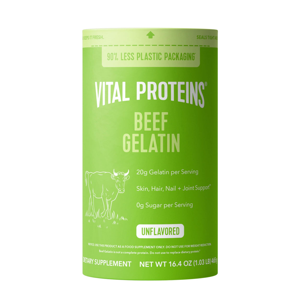 Vital Proteins front canister showing product and branding, clear pantry benefit