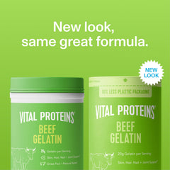 Vital Proteins open canister with visible powder, easy scoop and use benefit