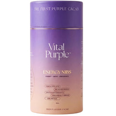 Vital Purple spoon with a serving of nibs showing portion control and convenience