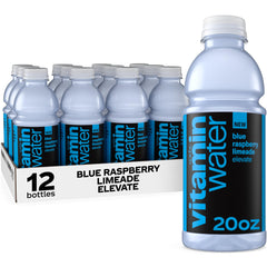vitaminwater front packaging showing blue raspberry limeade and benefits