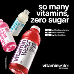 vitaminwater close-up label listing vitamins and electrolytes for clarity
