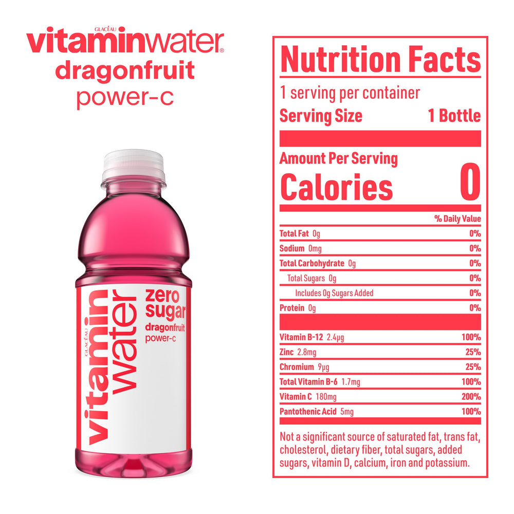 vitaminwater bottles staged in fridge showing chilled readiness and convenient storage benefit