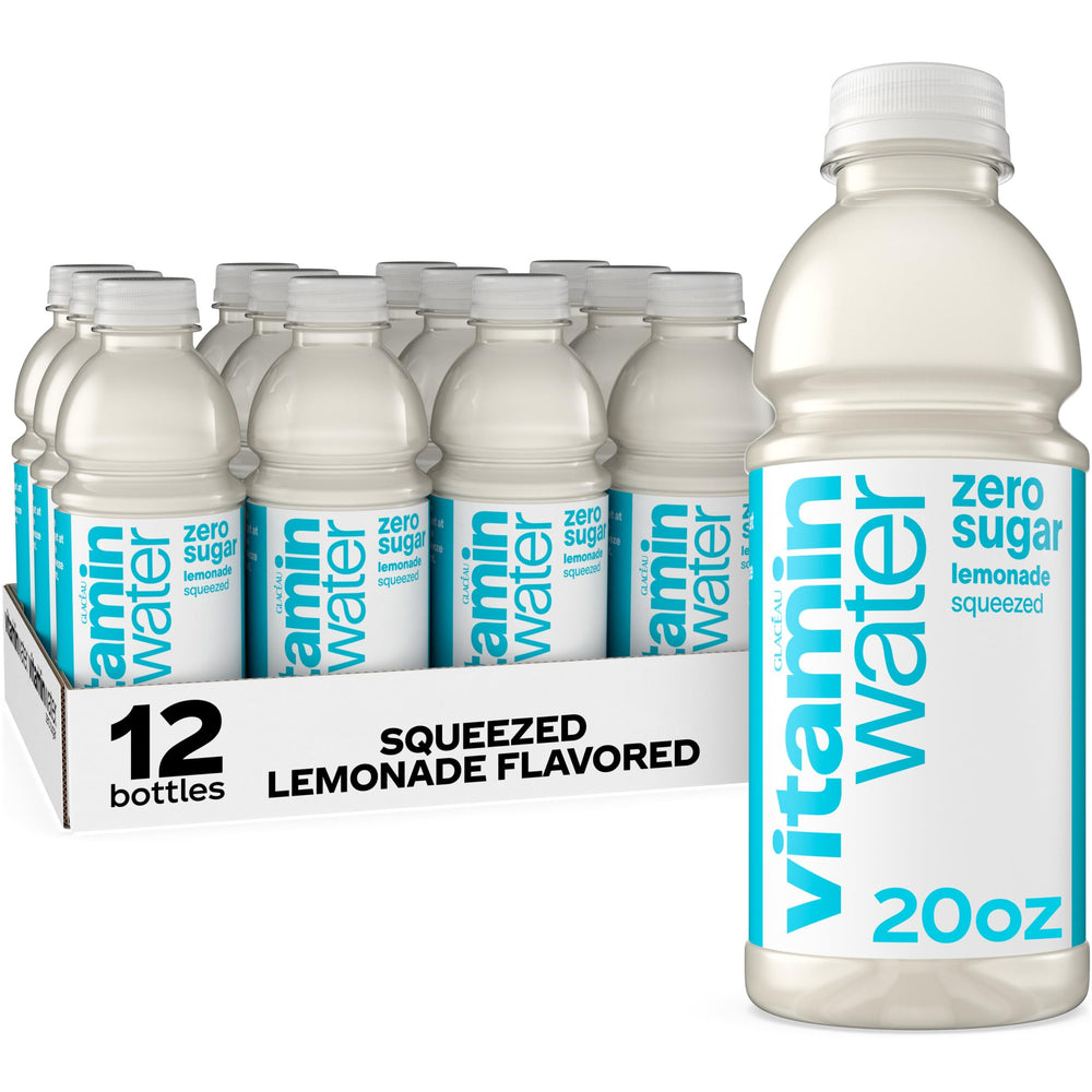 vitaminwater front packaging showing lemony bottle and benefits