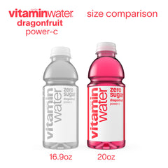 vitaminwater pouring into glass demonstrating clear dragonfruit flavor and thirst-quenching benefit