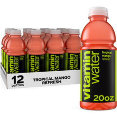 vitaminwater refresh front packaging shows bright tropical mango and brand benefits