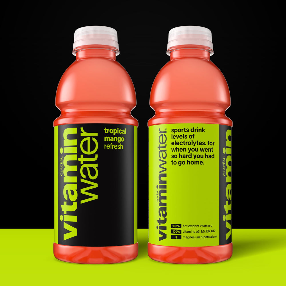 vitaminwater refresh label closeup highlighting ingredient and vitamin information