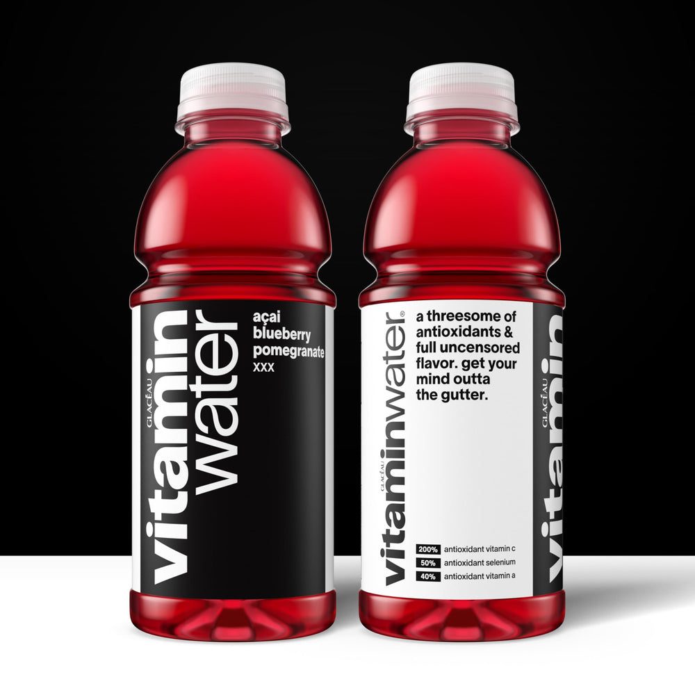 vitaminwater XXX close-up label highlighting vitamin and antioxidant information