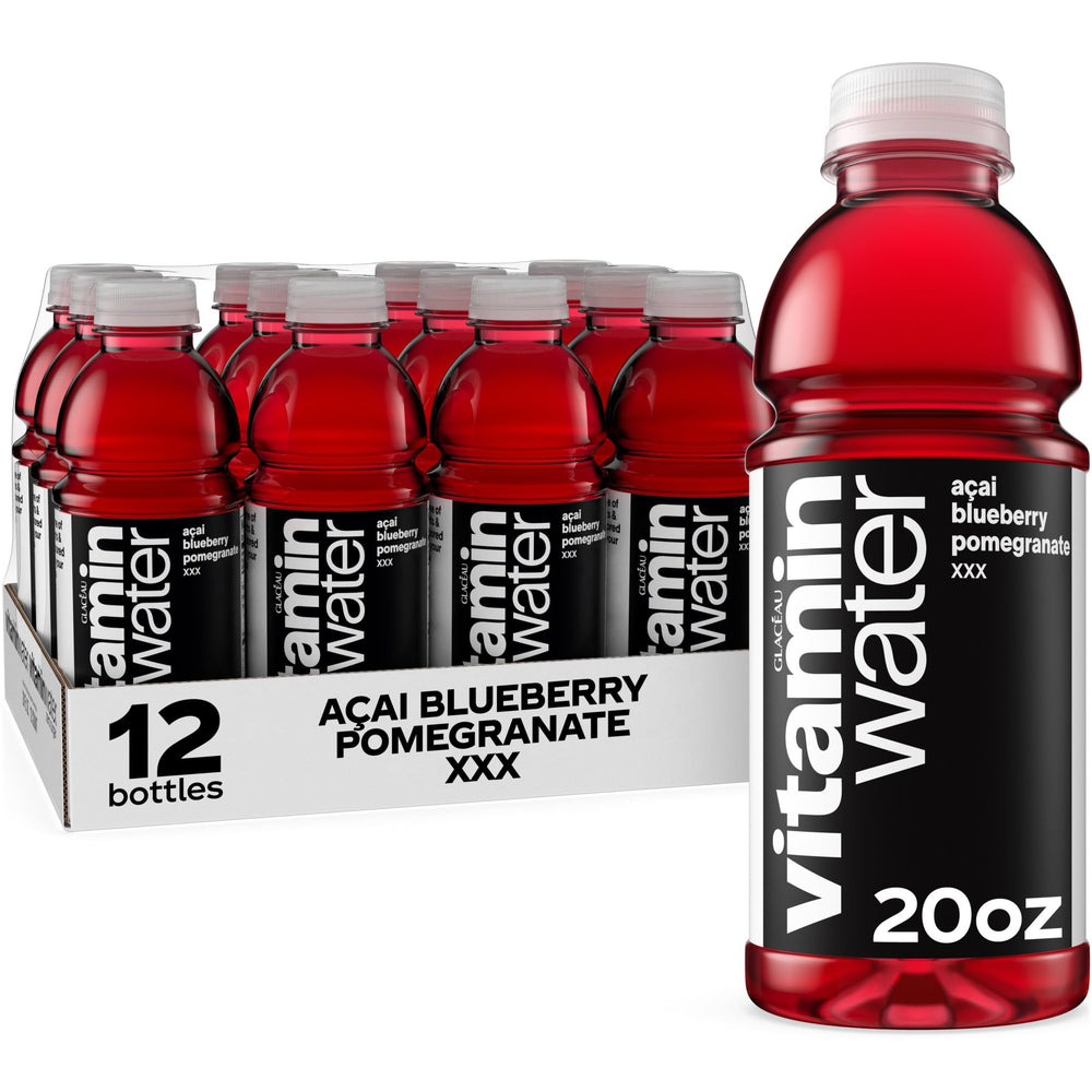 vitaminwater XXX front packaging showing label and bottle benefit of quick hydration