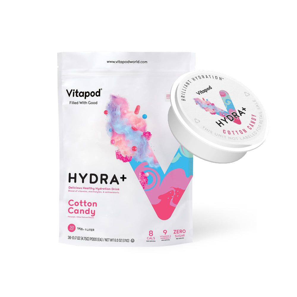 Vitapod front packaging showing cotton candy flavor and benefits