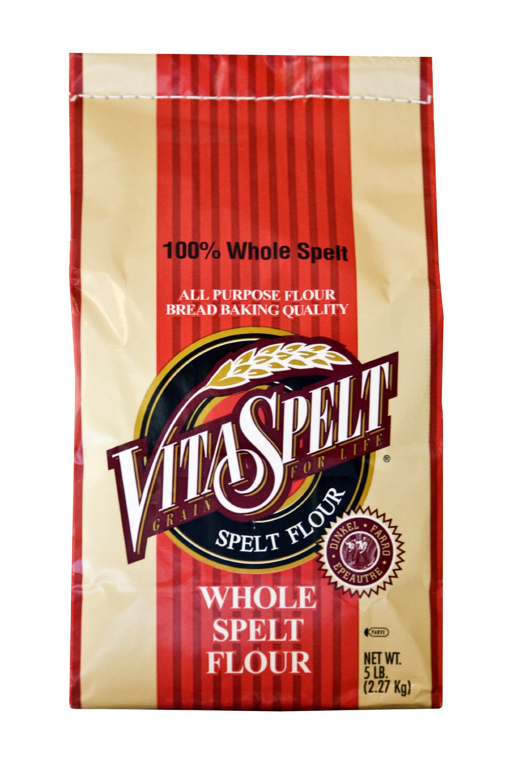 VitaSpelt front packaging showing 5 lb bag and whole-grain benefit