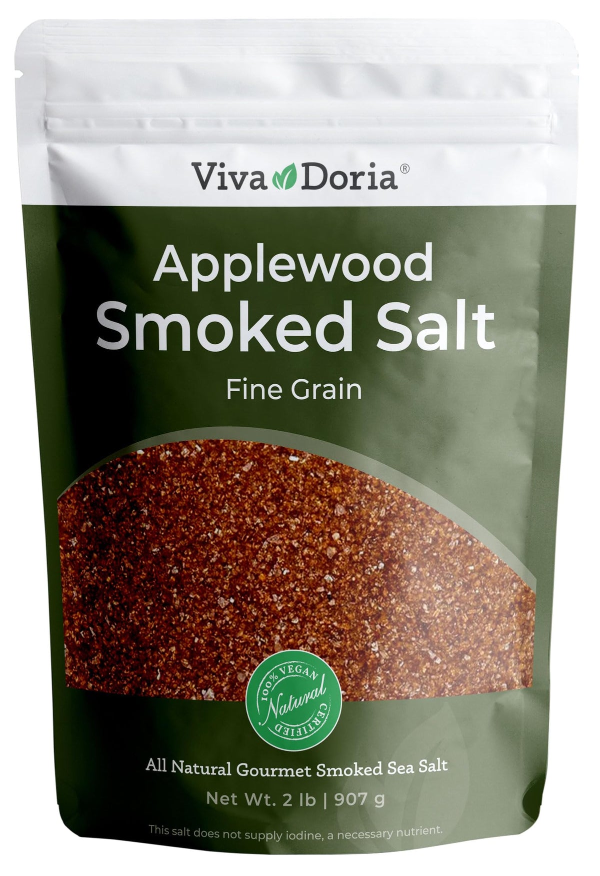 Viva Doria front pouch showing label and resealable 2 lb bag, convenient storage