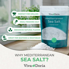 Viva Doria Mediterranean sea salt crystals close-up offering crunchy finishing flavor