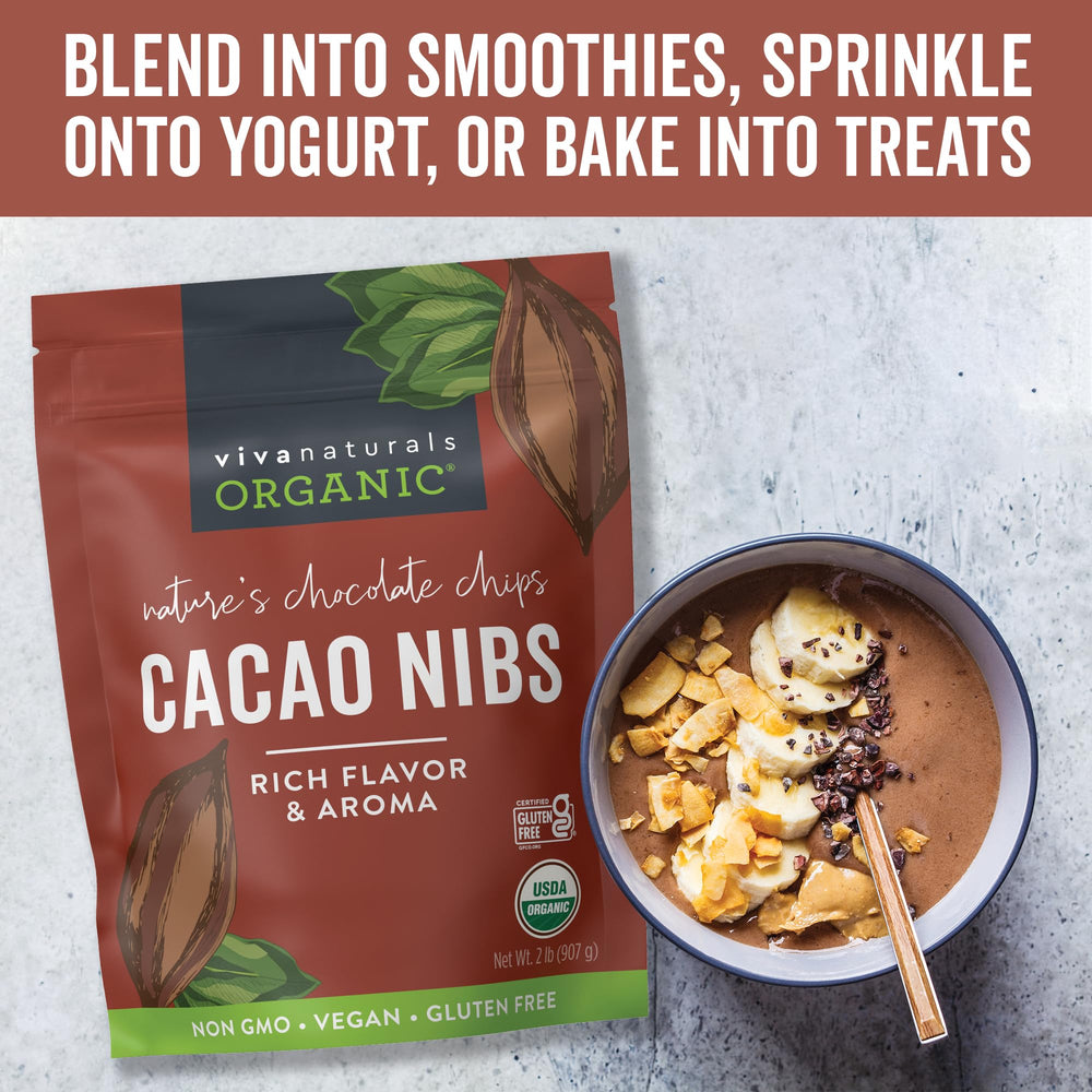 Baked cookies folded with Viva Naturals nibs adding chocolatey texture
