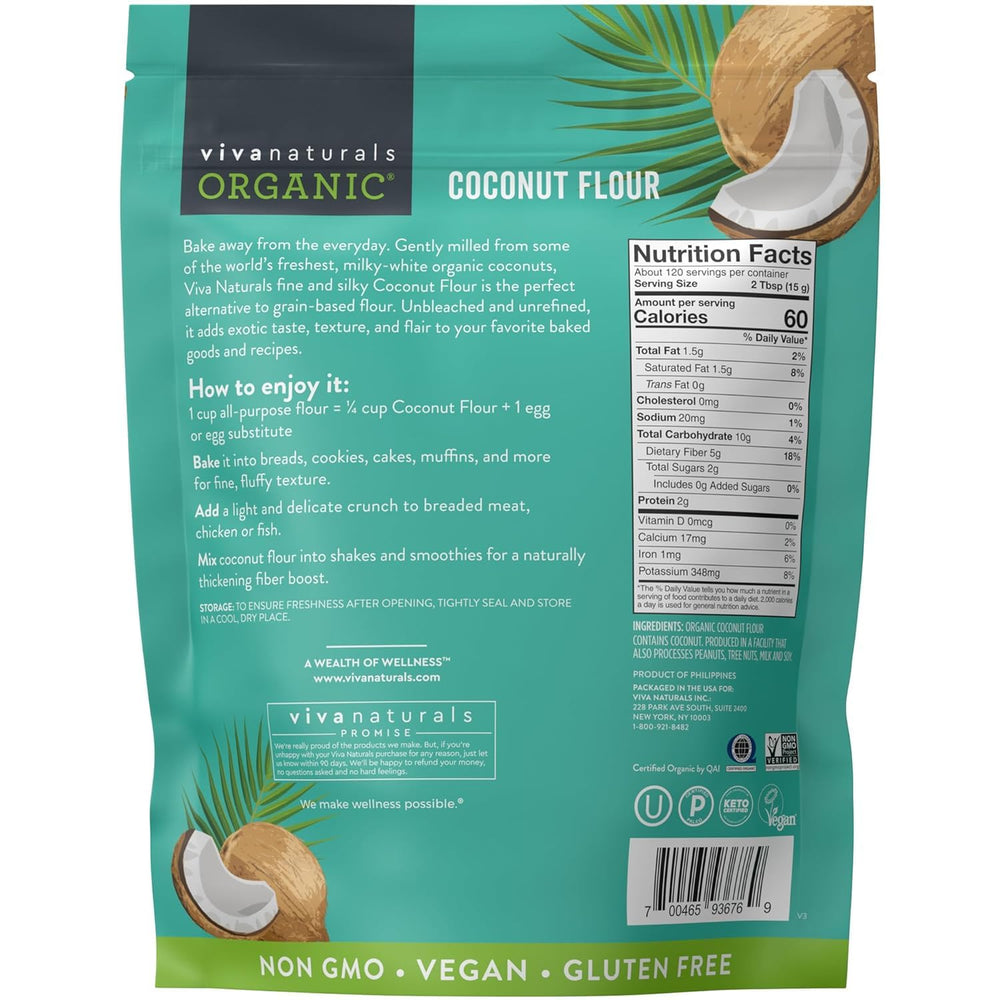 Viva Naturals bulk storage container with transferred flour for longer freshness and convenience