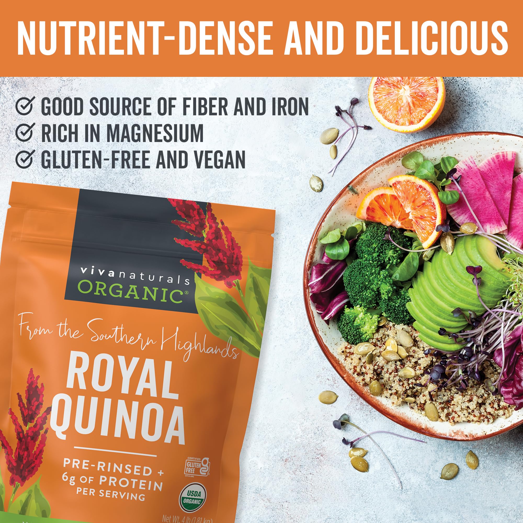 Package label with Viva Naturals organic and non-GMO certifications conveying trusted quality