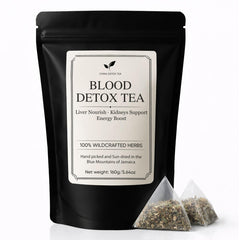 VivaMelhor front packaging showing 20 tea bags and Jamaican branding benefit convenience