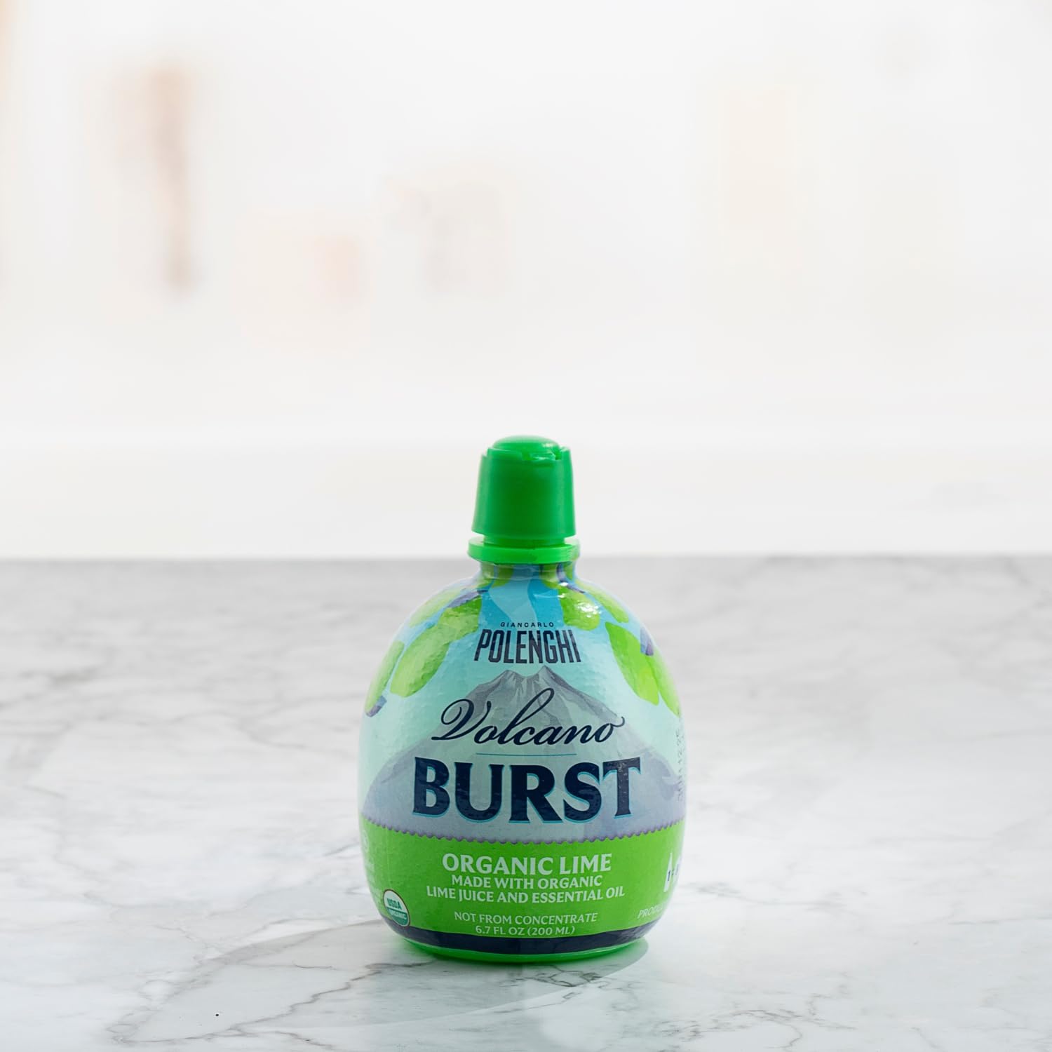 Italian Volcano lime juice poured into a glass highlighting fresh color and clarity